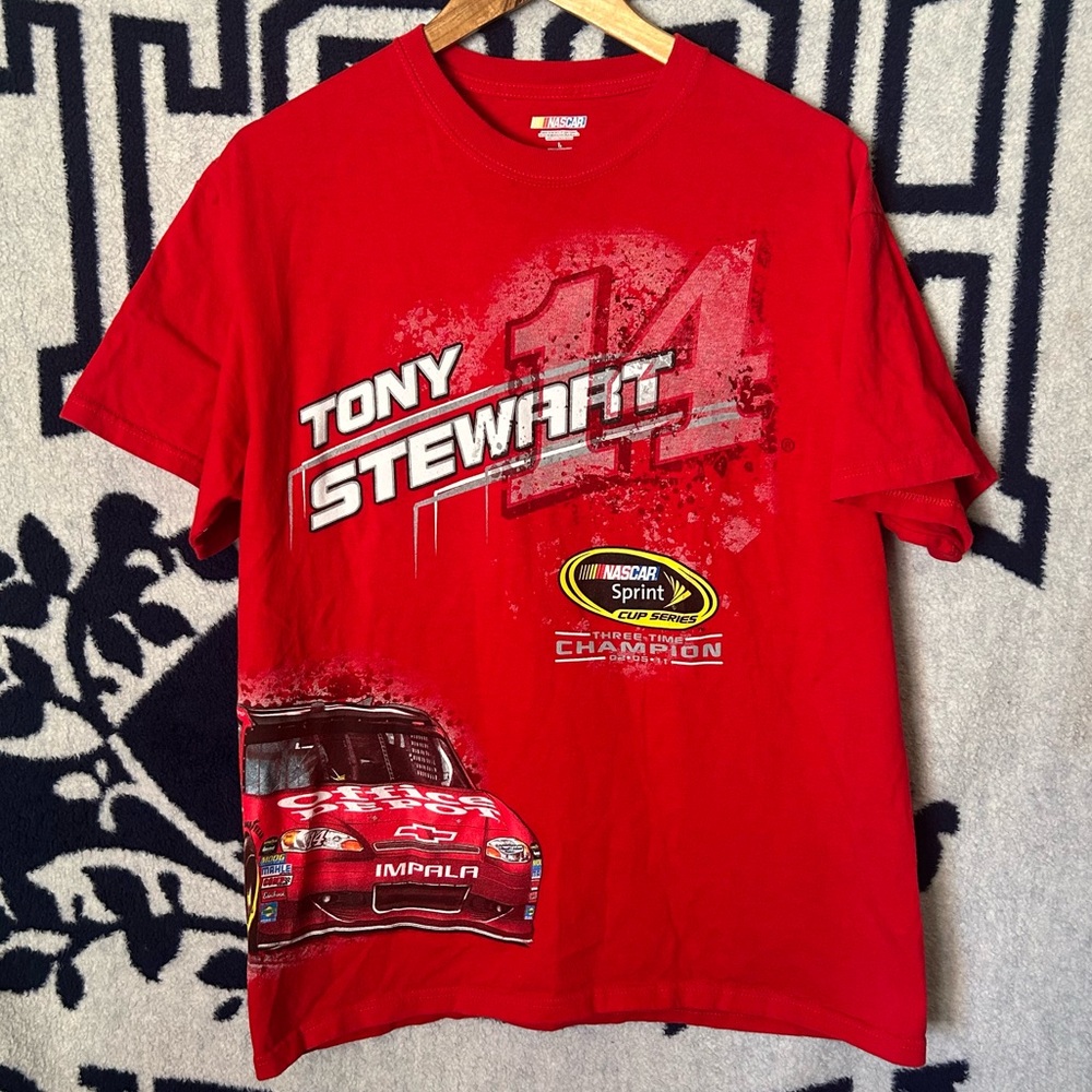 Tony Stewart Nascar Racing T-Shirt Double Sided Size Large #14